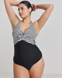 Figleaves Tailor Twist Underwired Halter Tummy Control Swimsuit - Longer Length