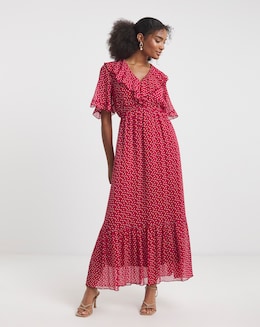 Flounce London Spot Frill Maxi Dress