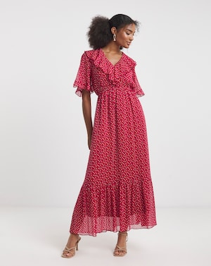 Flounce London Spot Frill Maxi Dress - Image 1