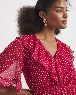 Flounce London Spot Frill Maxi Dress - Image 2