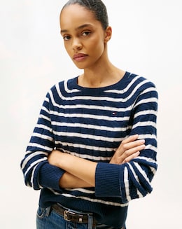 Tommy Hilfiger Soft Wool Cable Relaxed Crew Neck Sweater