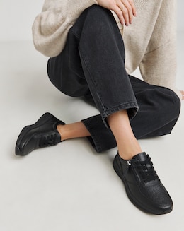 Heavenly Soles Seraphina Leather Lace Side Zip Trainers - Extra Wide Fit (EEE)