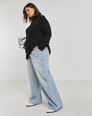 Black Longline Roll Neck Jumper - Image 4