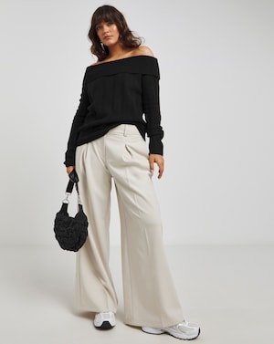 Black Rib Bardot Jumper - Image 2