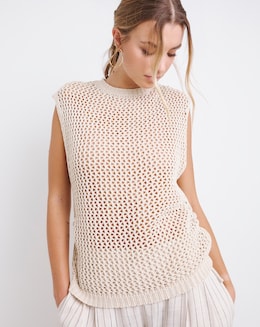 Stone Hole Knit Adjustable Tank Top
