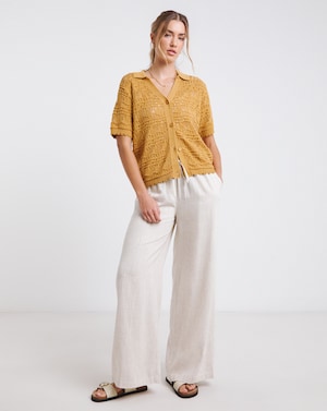 Simply Be Pointelle Collared Knit Top - Image 4