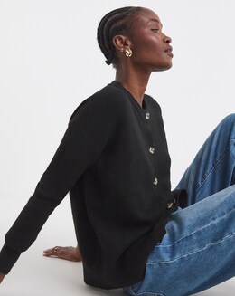 Black Crew Neck Cardigan