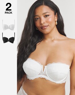 Pretty Secrets 2 Pack Katie Black/White Padded Multiway Wired Bras
