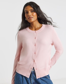 Pink Soft Touch Crew Neck Cardigan