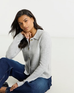 Simply Be Button Through Collar Cardigan - Image