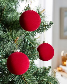 Flocked Glass Baubles - Set of 6