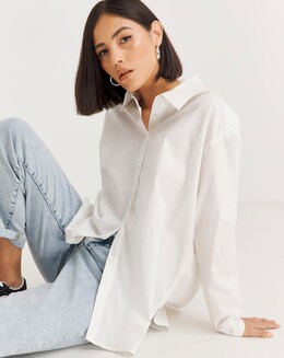 White Relaxed Cotton Poplin Shirt