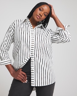 Mono Stripe Relaxed Cotton Poplin Shirt