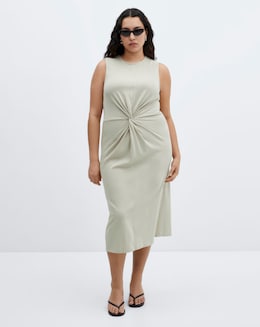 Mango Fertina Knotted Cotton Midi Dress