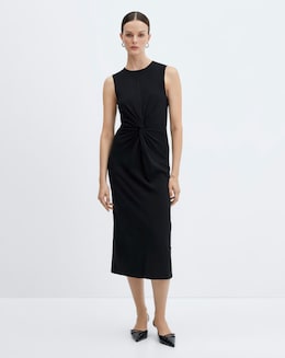 Mango Fertina Knotted Cotton Midi Dress