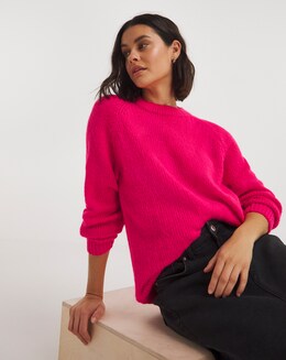 Pink Crew Neck Longline Jumper