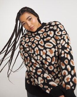 Neutral Leopard Pattern Jumper