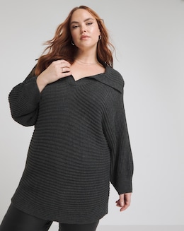 Charcoal Collar Detail Jumper