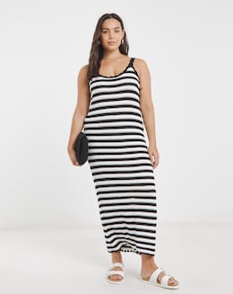 Mono Stripe Crochet Maxi Dress