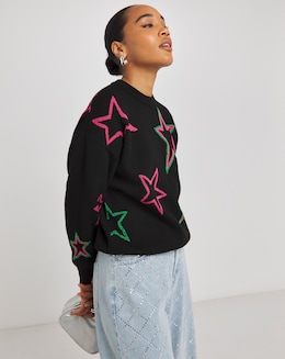 Simply Be X Twisted Wunder Glitter Star Jacquard Jumper