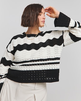 Mono Stripe Pointelle Micro Chenille Jumper