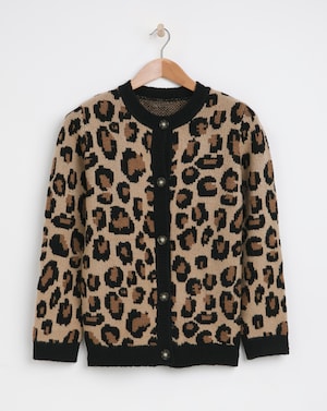 Leopard Jacquard Boxy Cardigan - Image 1