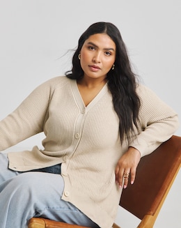 Stone Cotton Boyfriend Cardigan