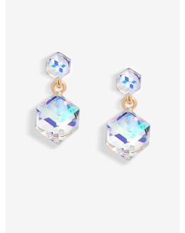 Jon Richard Radiance Collection Rose Gold Plated Aurora Borealis Cube Earrings