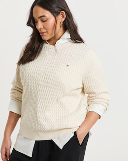 Tommy Hilfiger Cable Knit Crew Long Sleeve Sweater
