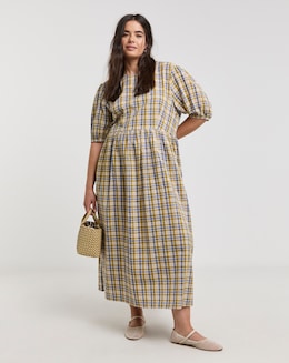 Native Youth Check Cut Oout Back Midi Dress