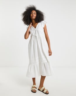 Native Youth Contrast Ruffle Midi Dress
