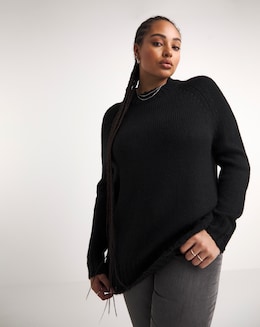 Black Distressed Longline Jumper