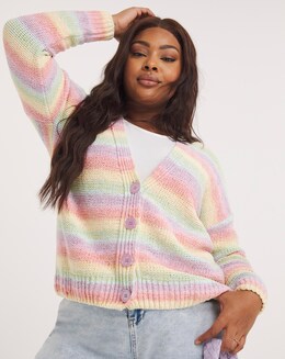 Rainbow Ombre Stripe Chenille Cardigan