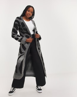 Grey Animal Maxi Cardigan