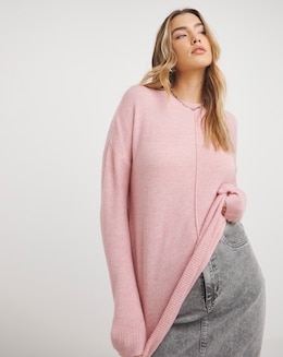 Blush Seam Detail Crew Neck Jumper