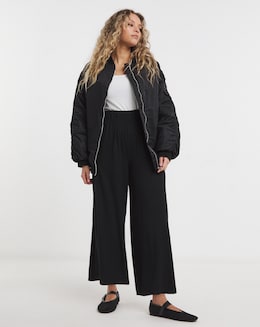 Black Jersey V/E Wide Leg Culottes