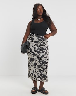 Cow Print Mesh Midaxi Skirt