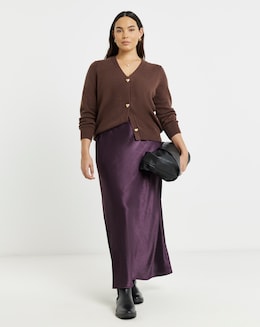 Plum Satin Maxi Skirt - Image