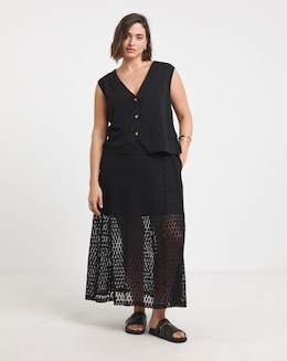 Black Lace Midaxi Aline Skirt