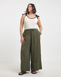 Extreme Wide Leg Trim Detail Trousers