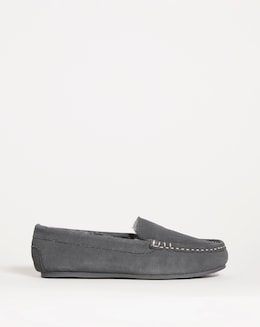 Leona Classic Suede Moccasin Slipper Extra Wide EEE Fit