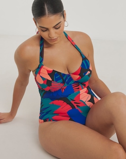 Tropical Padded Underwired Plunge Swimsuit