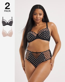 2 Pack Everyday Hannah Spot Mesh Full Cup Bras