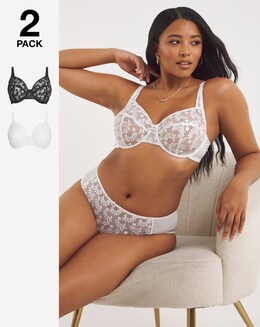 2 Pack Lesley Everyday Embroidered Full Cup Bras
