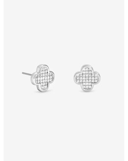Jon Richard Rhodium Plated Micro Pave Stud Earrings