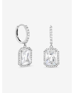 Jon Richard Silver Plated Cubic Zirconia Charm Huggie Hoop Earrings