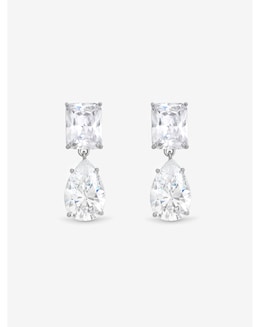Jon Richard Rhodium Plated Mixed Stone Drop Earrings