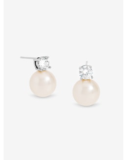 Jon Richard Rhodium Plated Pearl and Crystal Earrings