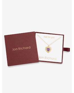 Jon Richard 14Ct Real Gold Plated Heart Birthstone Pendant - February