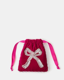 Accessorize Embellished Bow Drawstring Bag